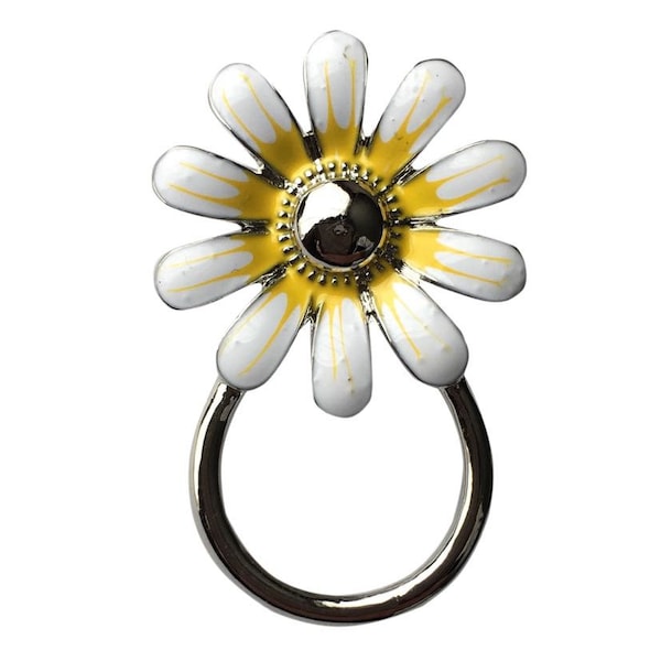 White & Yellow Flower Eye Glasses/Spectacle Hanger Brooch Pin Holder