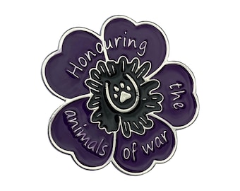 Purple Poppy 'Honouring The Animals of War' Badge Brooch Pin