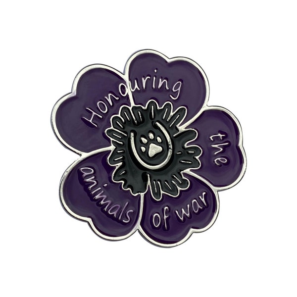 Purple Poppy 'Honouring The Animals of War' Badge Brooch Pin