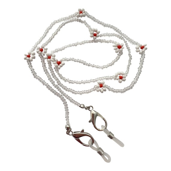 Daisy Flower Clear Beaded Glasses Sunglasses Chain Strap Cord Etsy