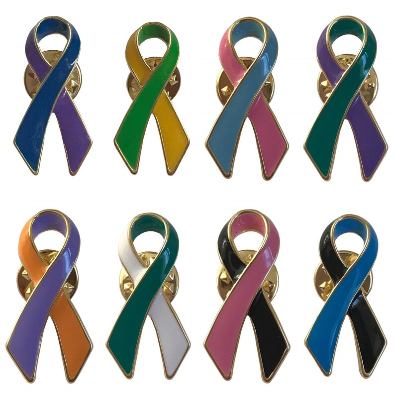 Awareness Two Colour Ribbon Lapel Pin Choose Awareness Colour