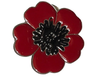 2.5cm Red Enamelled Poppy Flower Lapel Pin