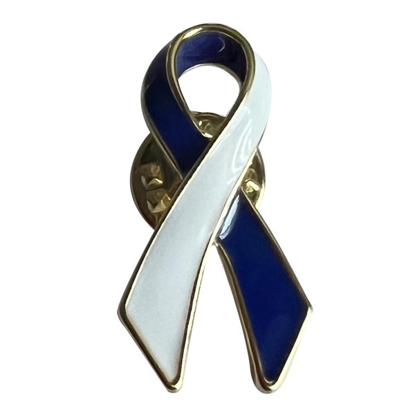 NEW Royal Blue / White Awareness Ribbon Lapel Pin Teen