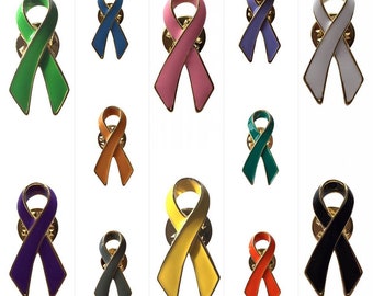 Awareness Ribbon Lapel Pin, Choose Colour For Your Chosen Charity /Awareness