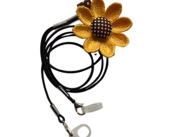 Girls/Childs BTE Sunflower Flower Hearing Aid Clip / Safety Retainer / Cord for 2 Hearing Aids