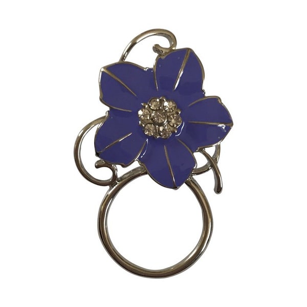 Porte-broche en forme de fleur en cristal autrichien violet