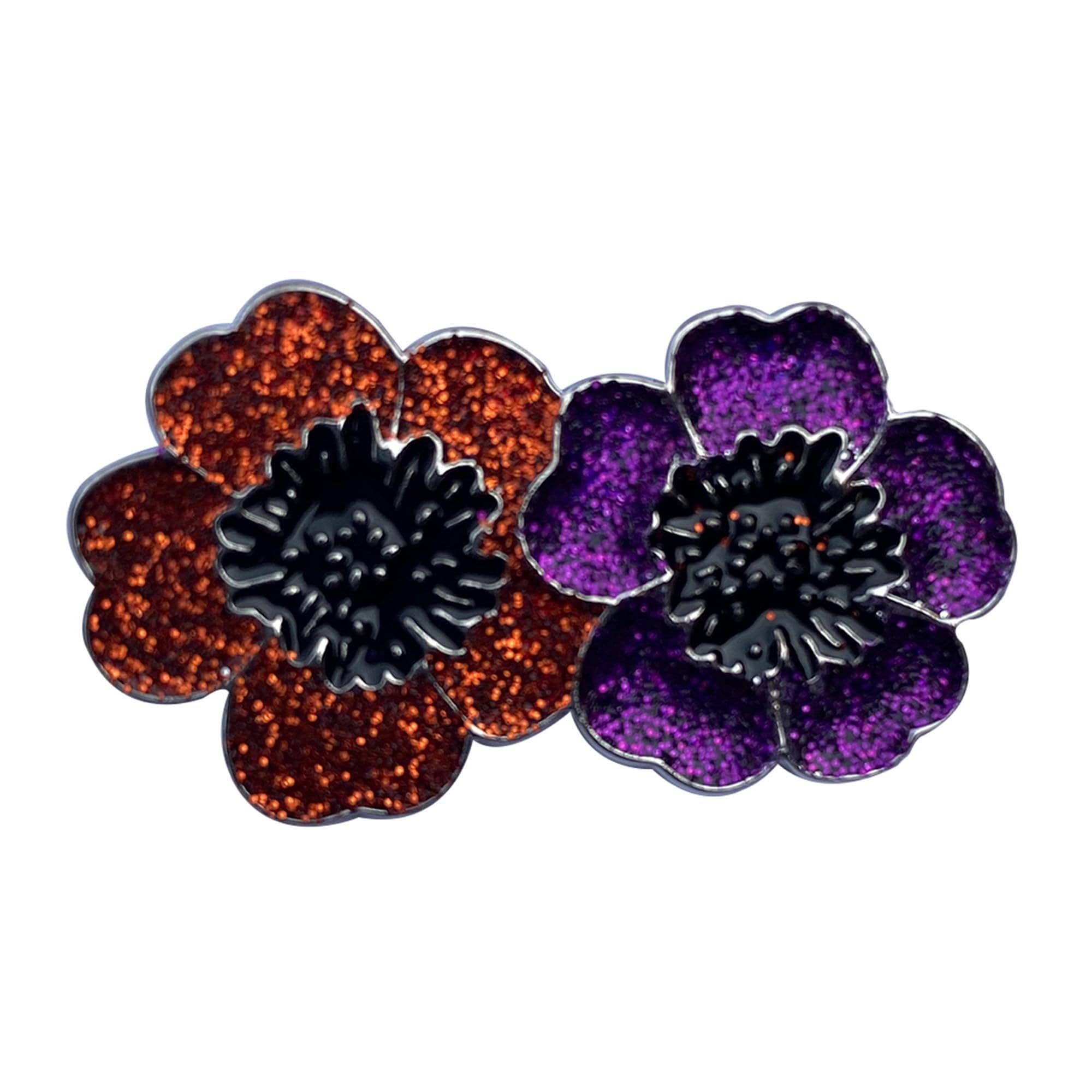 Double Red Purple Glitter Poppy Brooch Pin Etsy Australia
