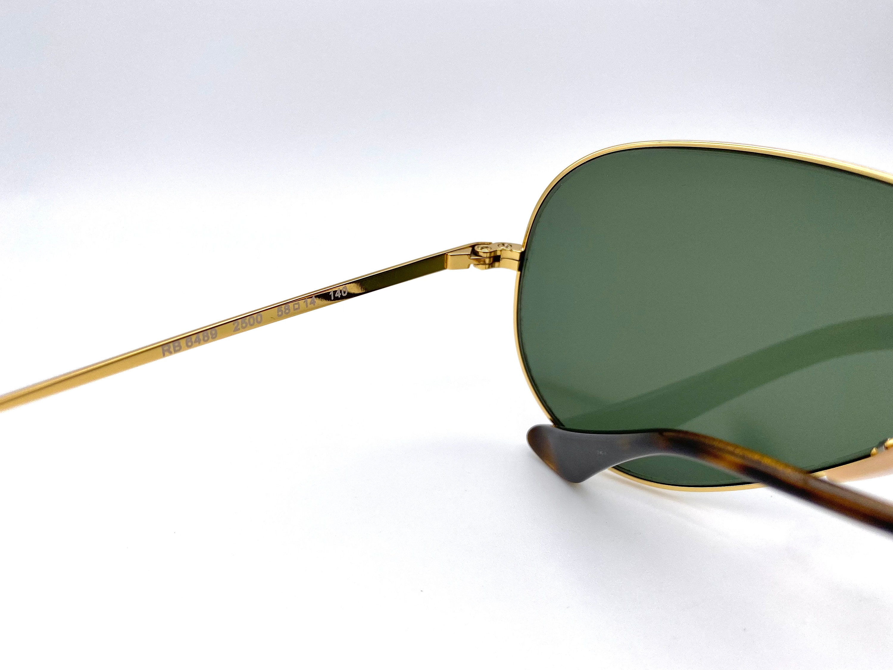 RAY BAN mod Accessoires Zonnebrillen & Eyewear Zonnebrillen RB 6489 vliegenier 58 mm vintage gouden zonnebril gemaakt in Italië Nos! 