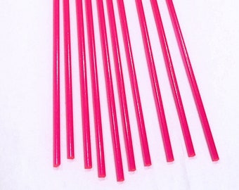 10 Lengths 1/8” Diameter x 12", 18" or 24" Long Clear Translucent FLUORESCENT PINK Acrylic Plexiglass Lucite Rods .125 Inch
