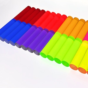 32 Pieces 3/4” Diameter 8 Different Colors Round Clear Acrylic Rods Dowels Pegs Red, Blue, Purple, Orange, Yellow, Amber, Green, Pink