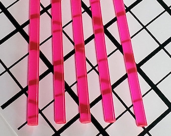 5 Lengths 1/4” Diameter Clear PINK Fluorescent Translucent Acrylic Plexiglass Lucite Rods .25 Inch