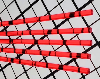 5 Lengths 1/4” Diameter Clear RED Translucent Acrylic Plexiglass Lucite Rods .25 Inch