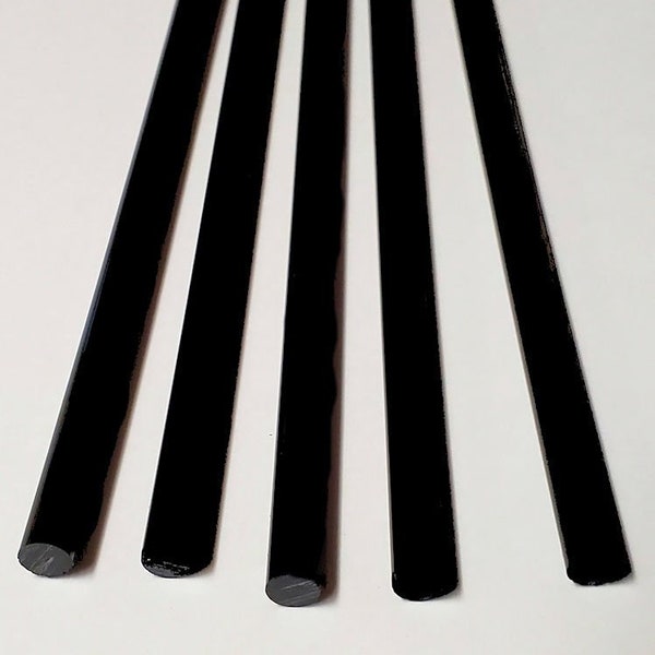 5 Lengths 1/4” Diameter OPAQUE BLACK Acrylic Plexiglass Lucite Rods .25 Inch Multiple Lengths Available