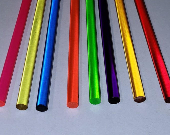 1 Piece 3/4" Diameter Clear Green Fluorescent Acrylic Plexiglass Rod - 12 Inches Long