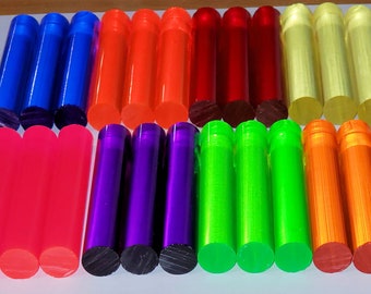 24 Pieces 1” Diameter 8 Different Colors Round Clear Acrylic Rods Dowels Pegs Red, Blue, Purple, Orange, Yellow, Amber, Green, Pink