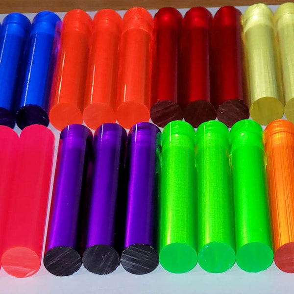 24 Pieces 1” Diameter 8 Different Colors Round Clear Acrylic Rods Dowels Pegs Red, Blue, Purple, Orange, Yellow, Amber, Green, Pink