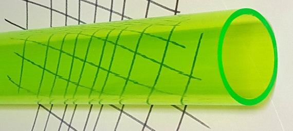 Clear Yellow Fluorescent Acrylic Tube - 2" OD X 1-3/4" ID X 18