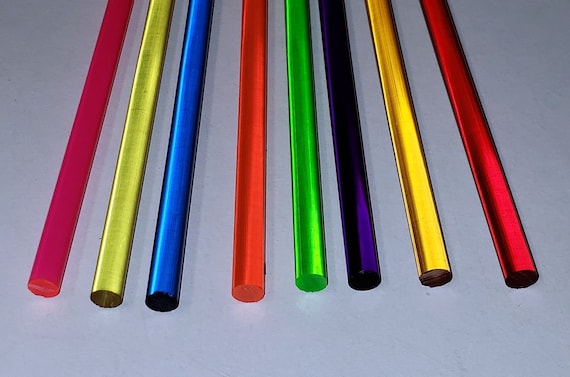 5 WHITE 3//8” DIAMETER 18” INCH LONG ACRYLIC PLEXIGLASS LUCITE COLOR ROD CLEAR