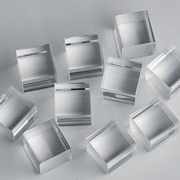 1” x 1" x 1" SQUARE Clear Acrylic Plexiglass Lucite Cubes - 1 Inch Square Cube Rod Pegs