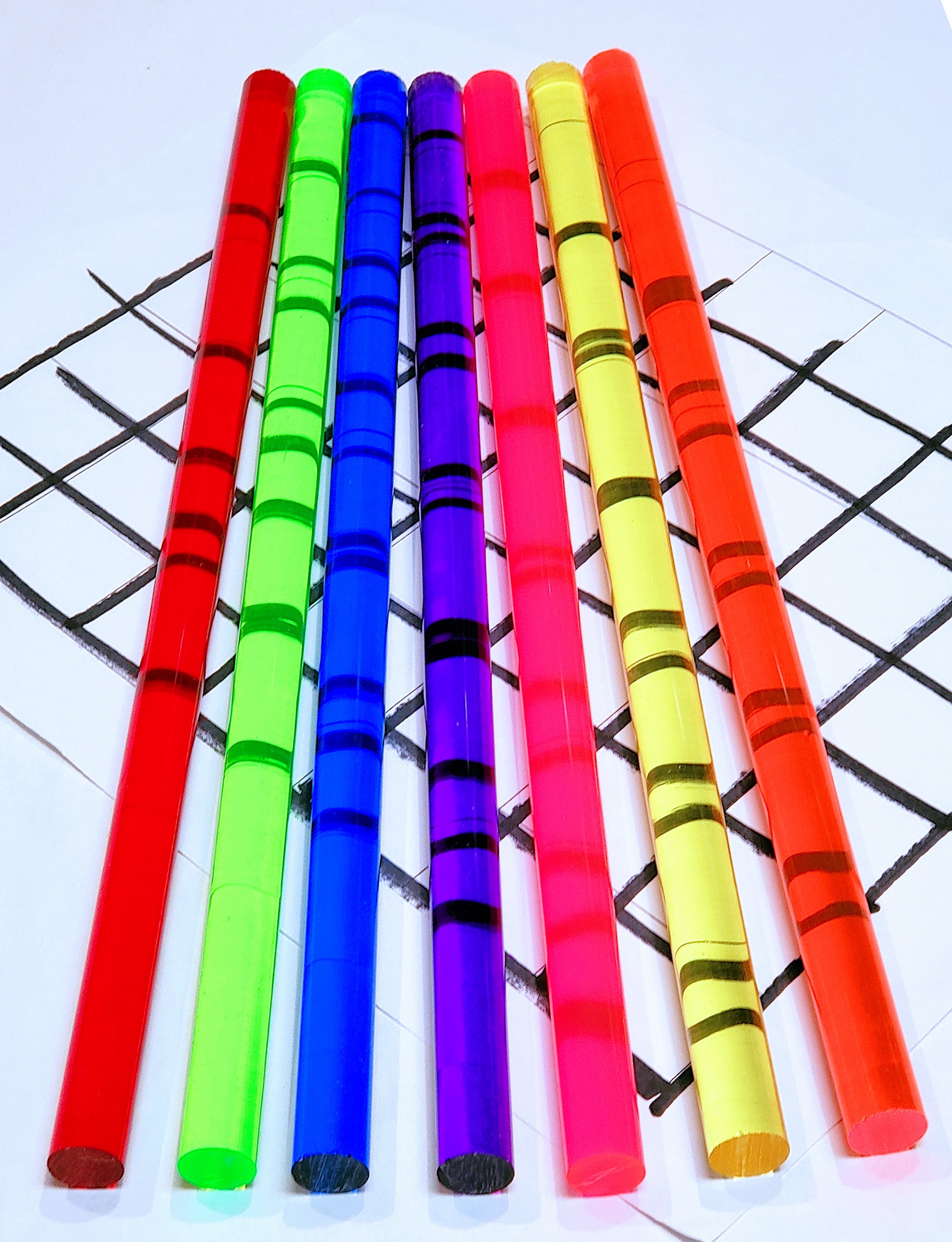 7 Different 1/2” Inch Diameter Clear Translucent Acrylic Plexiglass ...
