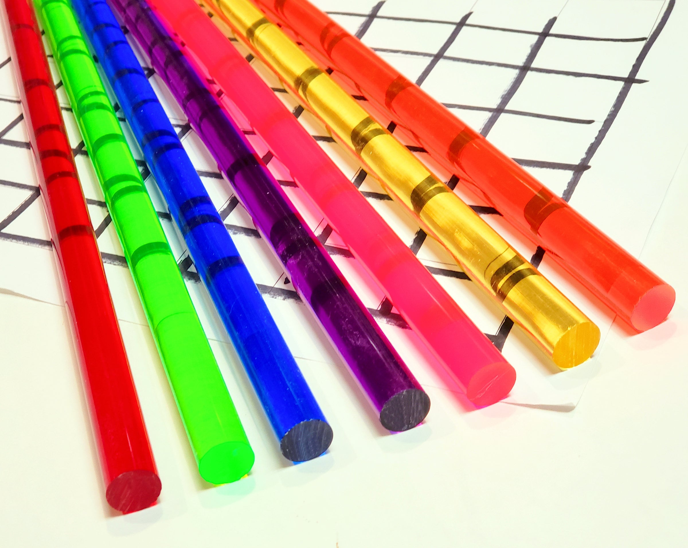 7 Different 1/2” Inch Diameter Clear Translucent Acrylic Plexiglass ...