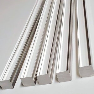 5 Lengths 1/2” x 1/2&quot; SQUARE Clear Acrylic Plexiglass Lucite Rods .5 Inch Plastic Square Bar
