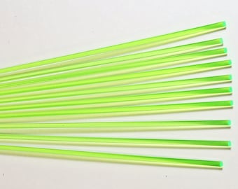 10 Lengths 1/8” Diameter x 12", 18" or 24" Long Clear Translucent FLUORESCENT GREEN Acrylic Plexiglass Lucite Rods .125 Inch