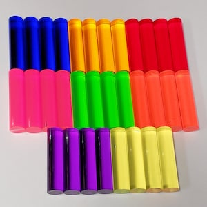 32 Pieces 3/4” Diameter 8 Different Colors Round Clear Acrylic Rods Dowels Pegs Red, Blue, Purple, Orange, Yellow, Amber, Green, Pink