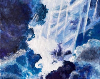 Nubes de tormenta - Pintura acrílica original de 16”x20”