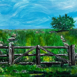 Weide-Tor 11 &quot;x 14&quot; original Acryl-Gemälde