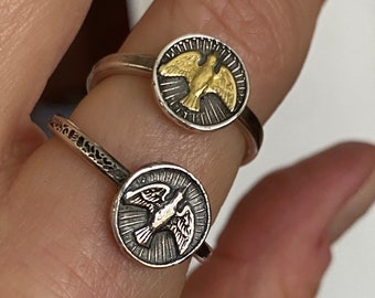 Holy Spirit Ring/ Silver Dove Ring/ Christian Ring/ Unique Christian Jewelry/ Faith Ring/ Christian Dove Ring/ Silver Bird Ring