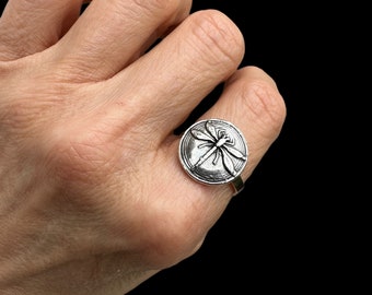 Dragonfly Ring,  Silver Dragonfly, Dragonfly Jewelry, Sterling Dragonfly, Damselfly Ring, Insect Jewelry, Dragonfly Rings