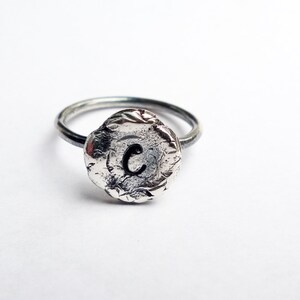 Silver Initial Ring/ Initial Stacking Ring/ Hand Stamped Ring/ Hand Stamped Initial/ Personalized Ring/ Stackable Rings/ Rustic Ring/ OOAK