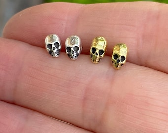 Gold Skull Studs, Skull Studs, Skull Earrings, Tiny Skull Studs, Mini Skull Earrings, Sterling Skull Studs