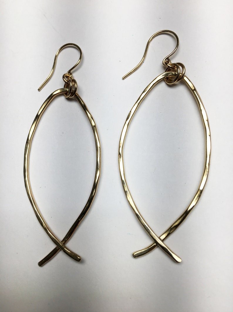 Christian Fish Earrings/ Christian Earrings/ Large Gold Hoop Etsy