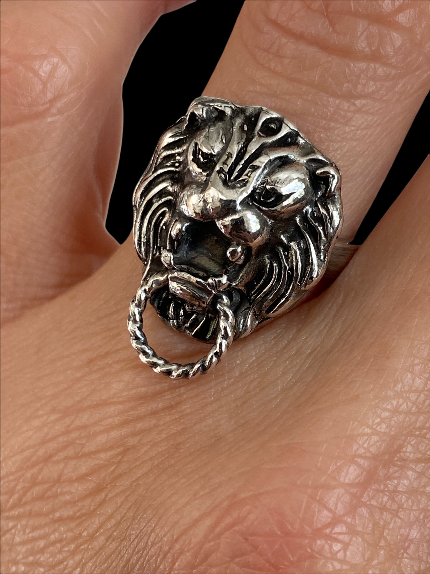 アクセサリー vintage silver925 LION head ring Real S925 Sterling Silver 925 Classical Retro Handmade Large