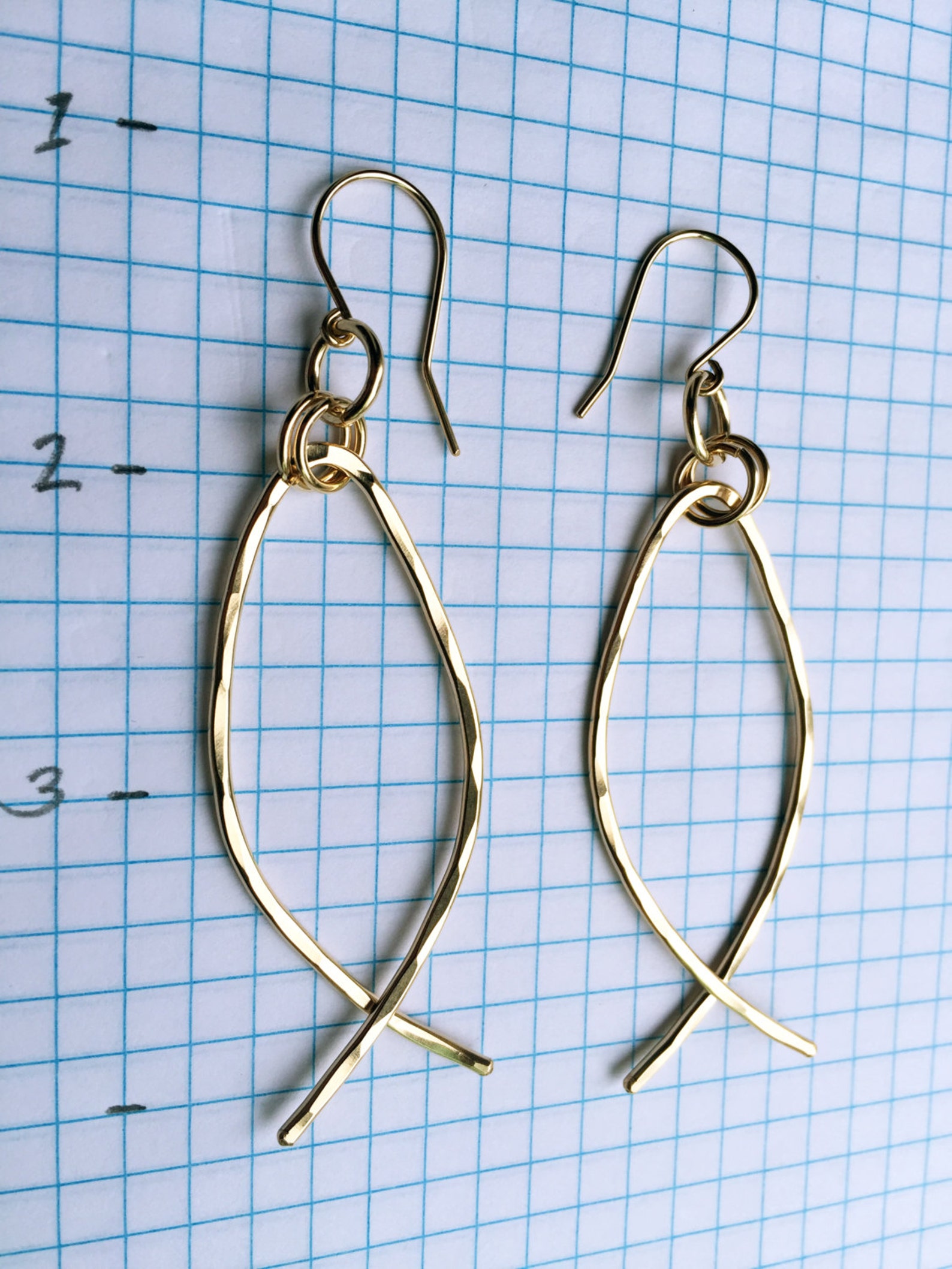 Christian Fish Earrings/ Christian Earrings/ Large Gold Hoop Etsy