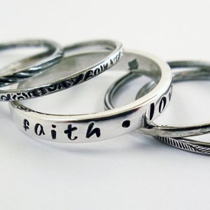 Faith Hope Love Ring/ Faith Hope Love Band/ Sterling Faith Ring/ Stacking Ring/ 1 Corinthians 13 Ring