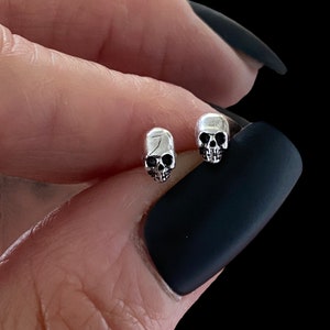 Fine Silver Skull Studs: Handmade Mini Earrings