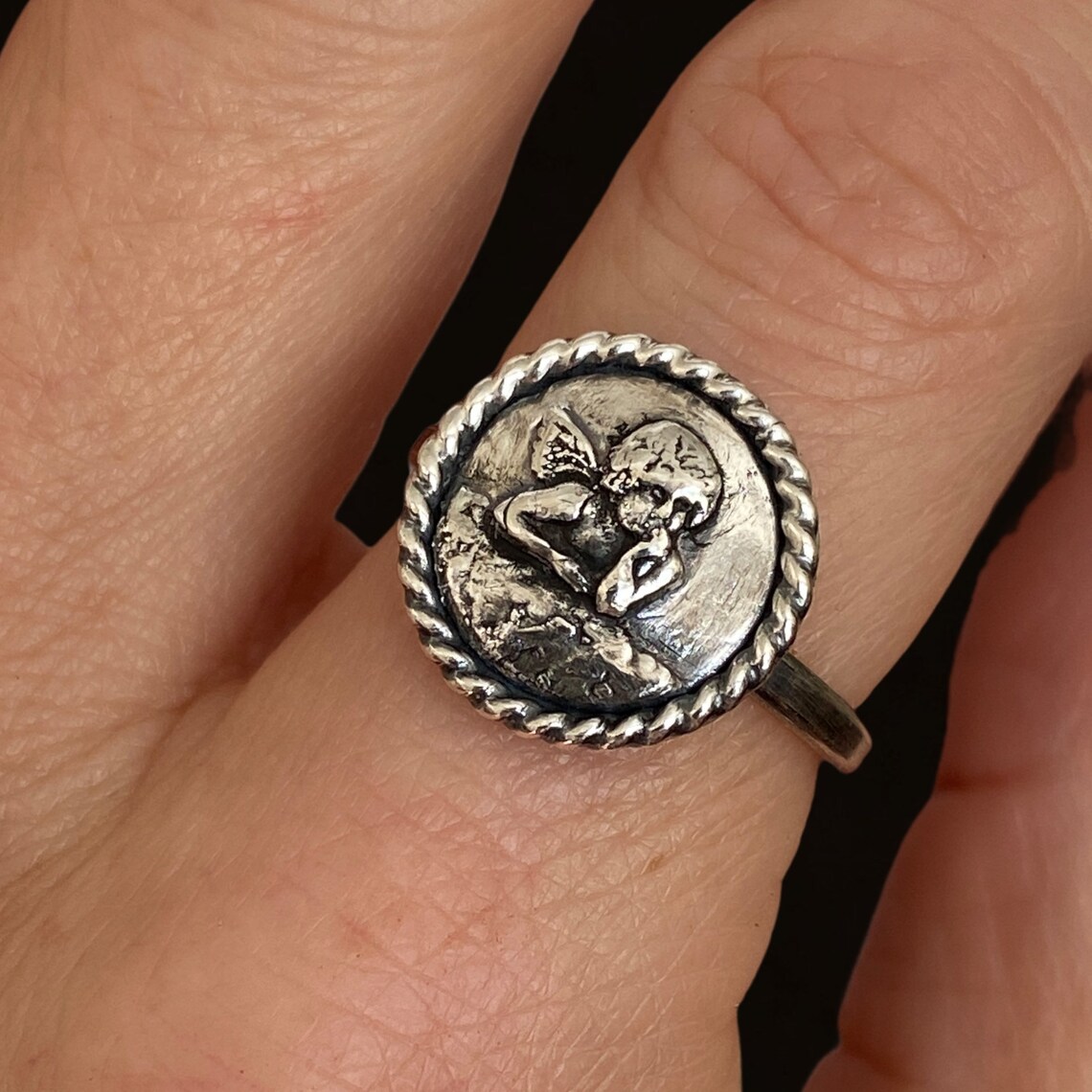 Sterling Silver Cherub Ring, Raphael Angel Ring, Sterling Angel Ring ...