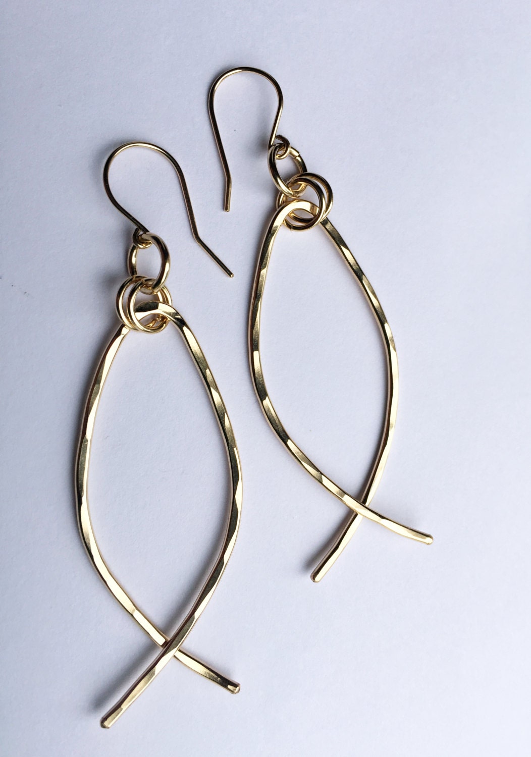 Christian Fish Earrings/ Christian Earrings/ Large Gold Hoop Etsy
