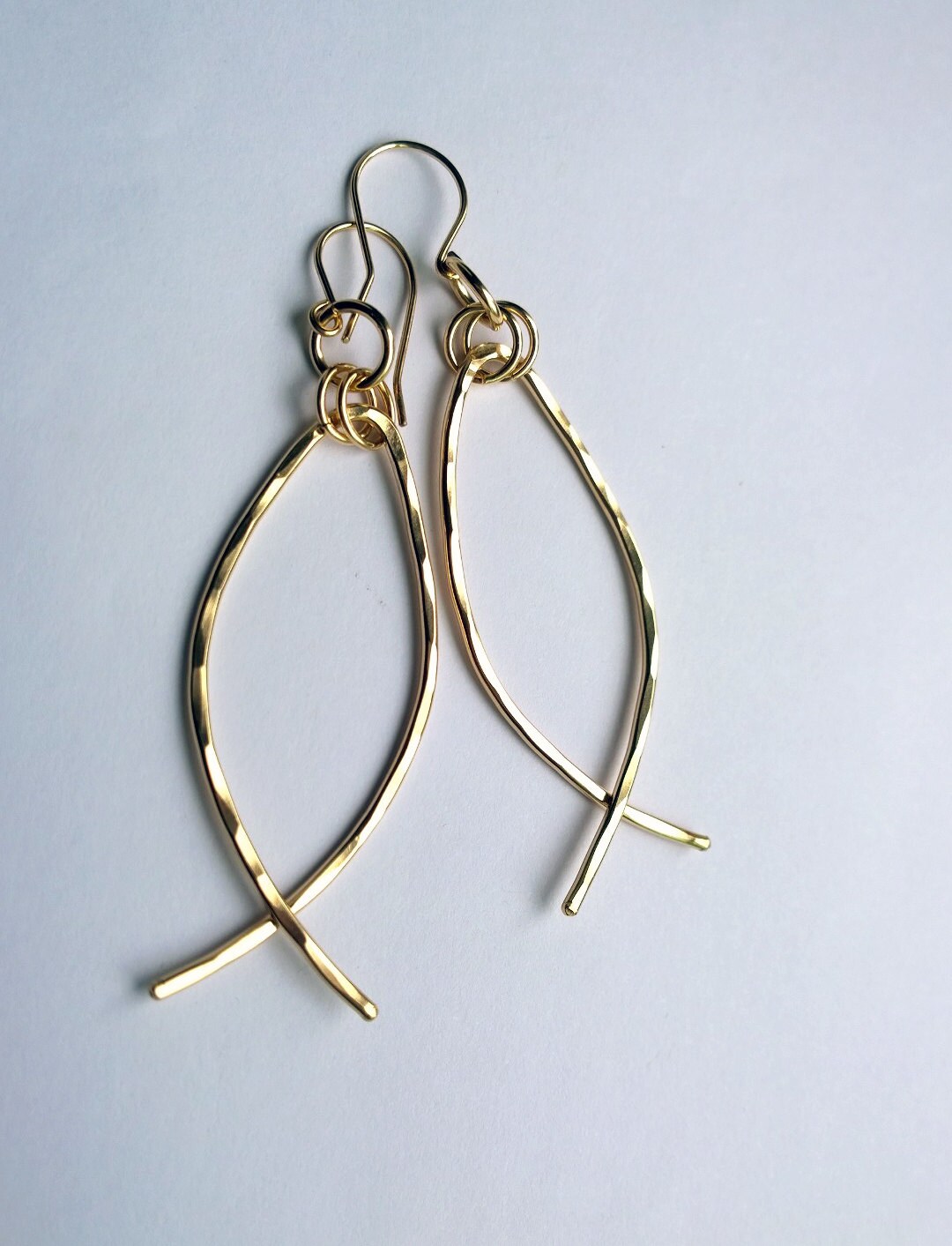 Christian Fish Earrings/ Christian Earrings/ Large Gold Hoop Etsy