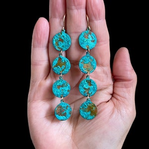 Verdigris Patina Drop Earrings: Rustic Boho Chic, Old World Beauty