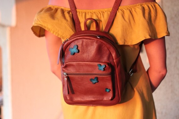 cute small brown leather backpack Womens Mini Purse Book Bag Purses for Women crafted suede bag Mini Backpack, Faux Leather Backpack