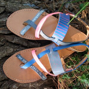 Handpainted strapped genuine leather strappy sandals, leather insole, buckle heel closure, rubber sole,handcrafted sandals