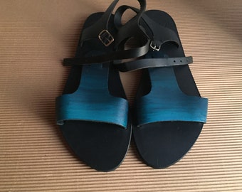 black sandals, hand-painted sandals, leather sandals, comfortable sandals, unique sandals,