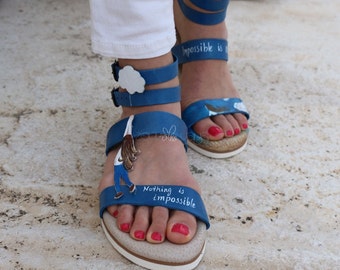 Genuine leather flat sandals, handmade sandals, handcrafted sandals, women's sandals, teen's sandals, adjustable strap,comfortable