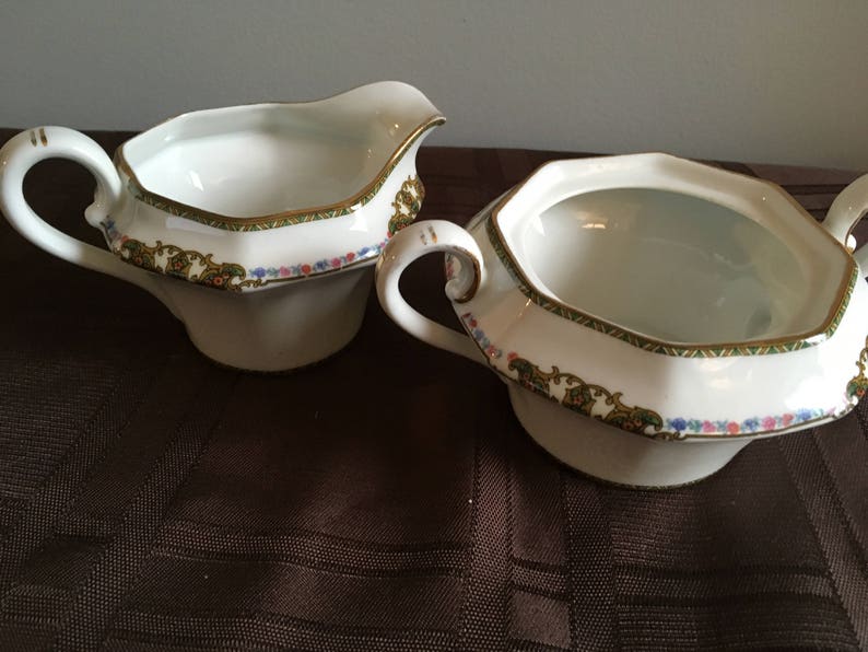 Creamer and Sugar Bowl w/o lid in BCO26 Pattern by B. Bloch & Co made in Czechoslovakia image 1