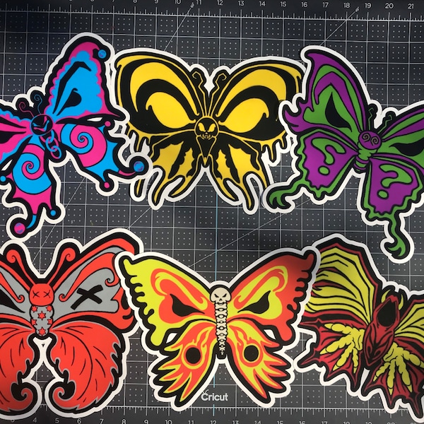 Large 9 inch vinyl sticker jokerflies ! Insane Clown Posse inspired butterflies. FREE SHIPPING.