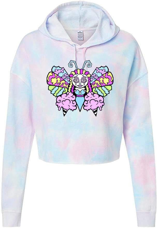 Cotton Candy Dyed Candyfly Crop Hooded Sweatshirt. Free